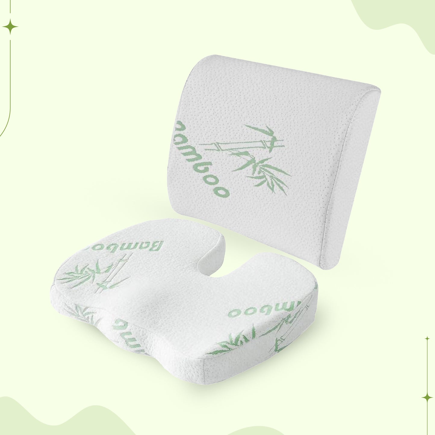 Back & Seat Cushion - Lower Back Cushion Support for Office Chair, Home, Car & Memory Foam Pillow Washable Cover