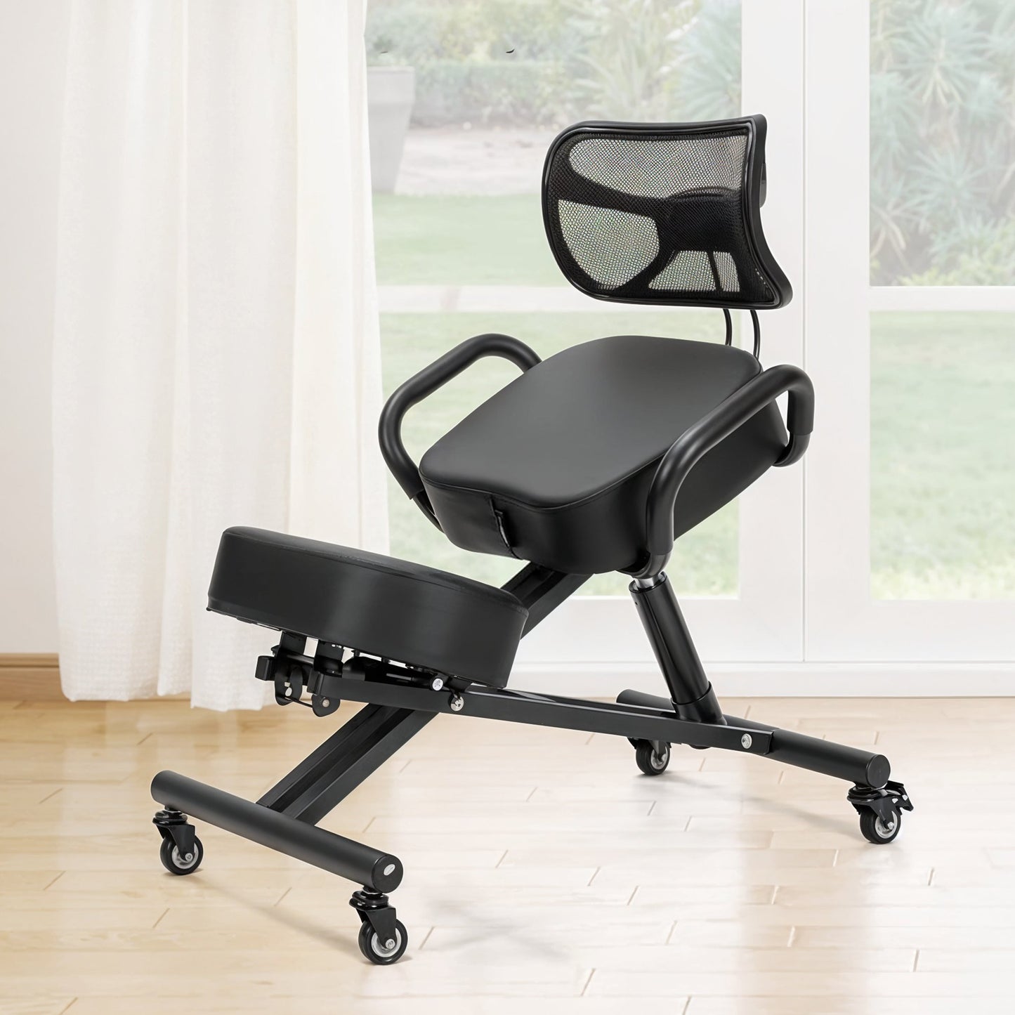 Kneeling Office Chair with Back Support - Stool with Smooth Casters