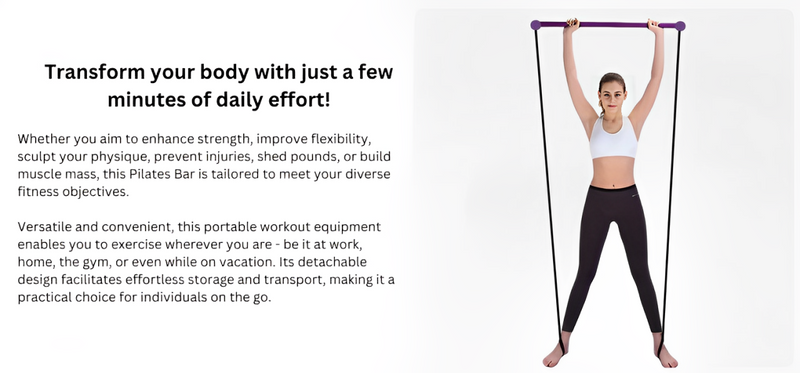 MULTI FUNCTIONAL STRETCHED PILATES BAR - Full Body Workout At Home
