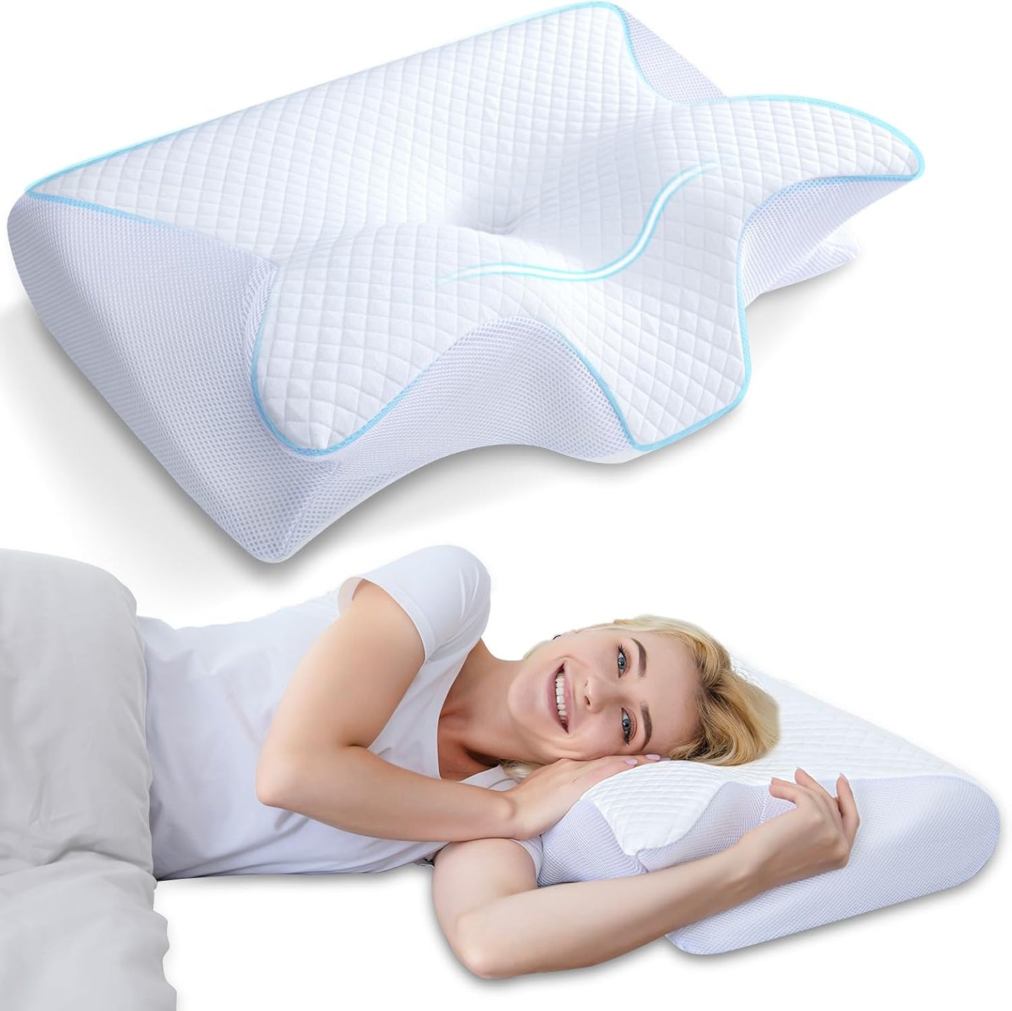 Buy 2 Get 2 Free - Butterfly Memory Foam Neck Pillow with Armrests for Side & Back Sleepers