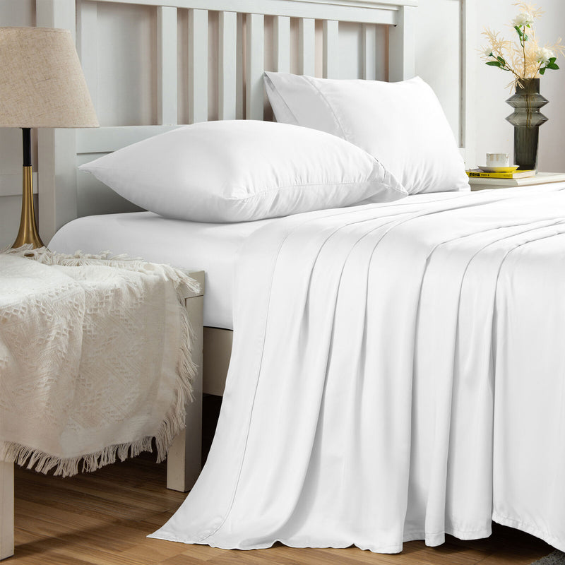 BAMBOO BREATHABLE SHEET SET - Matching 2 Pillowcase, Fitted & Flat Sheet Together