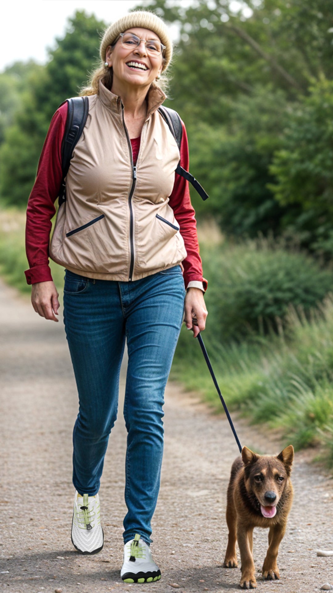 Woman holding HIKE shoes