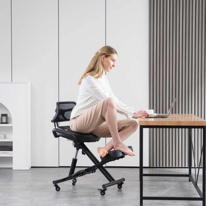 Kneeling Office Chair with Back Support Stool with Smooth Casters With Back Rest