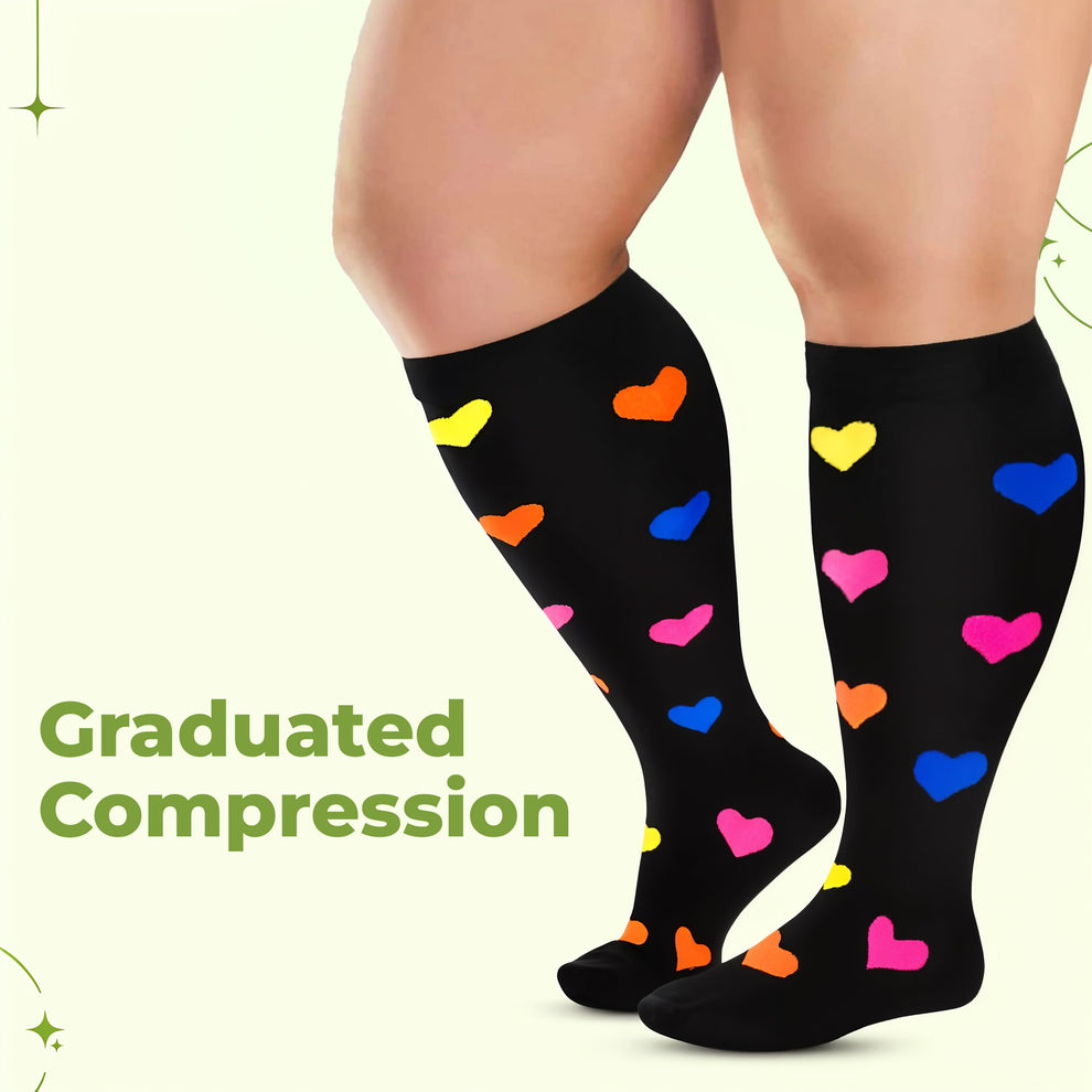 Wide Calf Compression Socks | Graduated Pressure, Circulation Aid ...