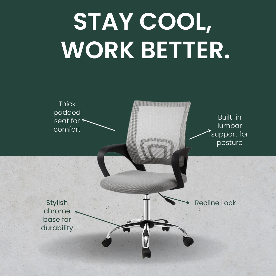 Elite Mesh Office Chair - 360° rotation for flexibility