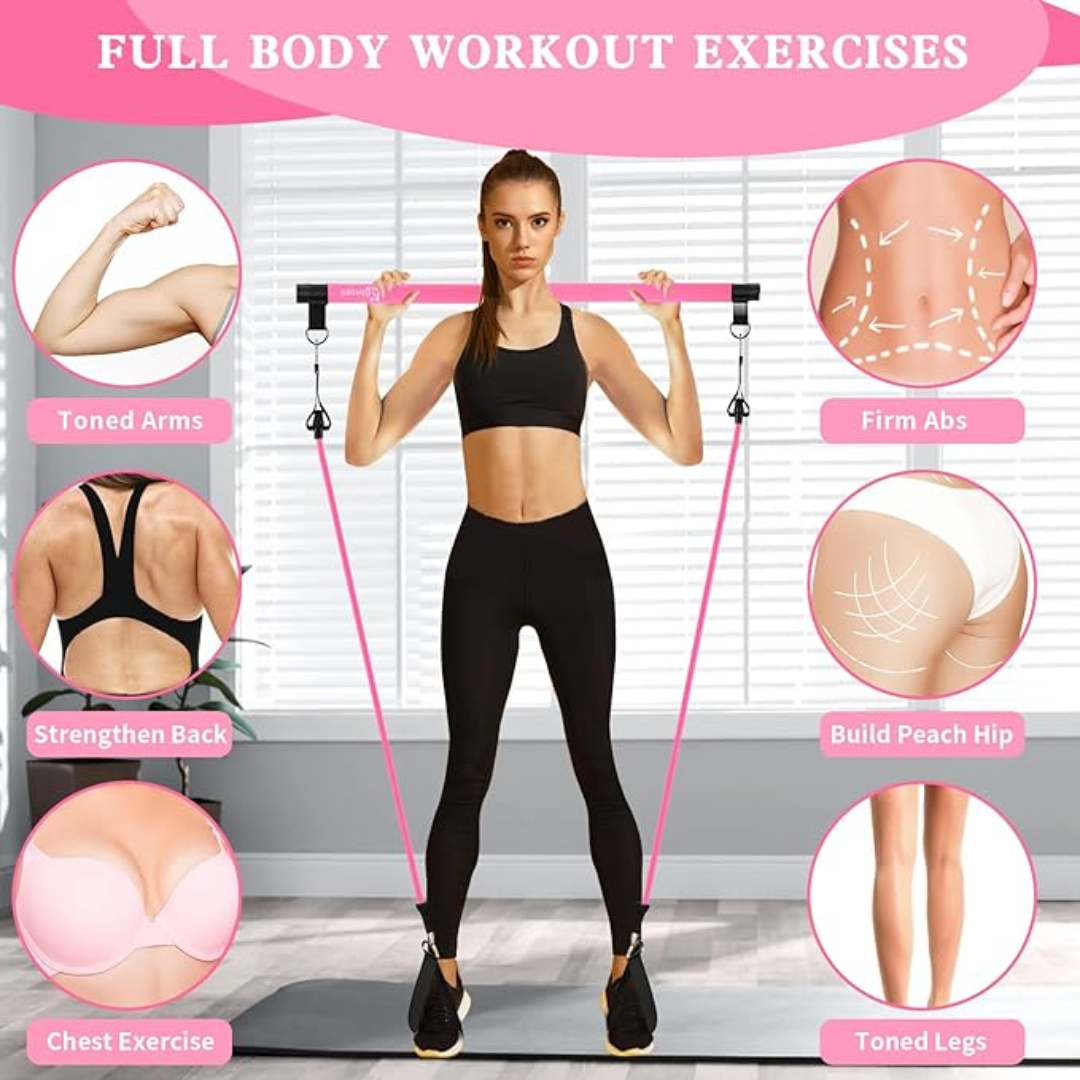 Multi Functional Stretched Pilates Bar | Portable Home Workout