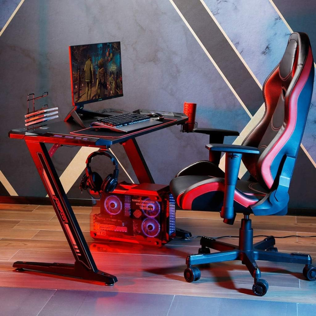 Gaming Desk - Scratch-resistant carbon fibre texture