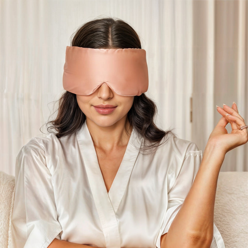 Padded Silk Eye Sleep Mask | Light Blocking, Puffed Design & Cooling ...