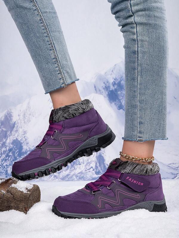 Women Winter Ortho Shoes with Warm Fur Lined & Anti-Slip Soles for Outdoor Walking and Trekking