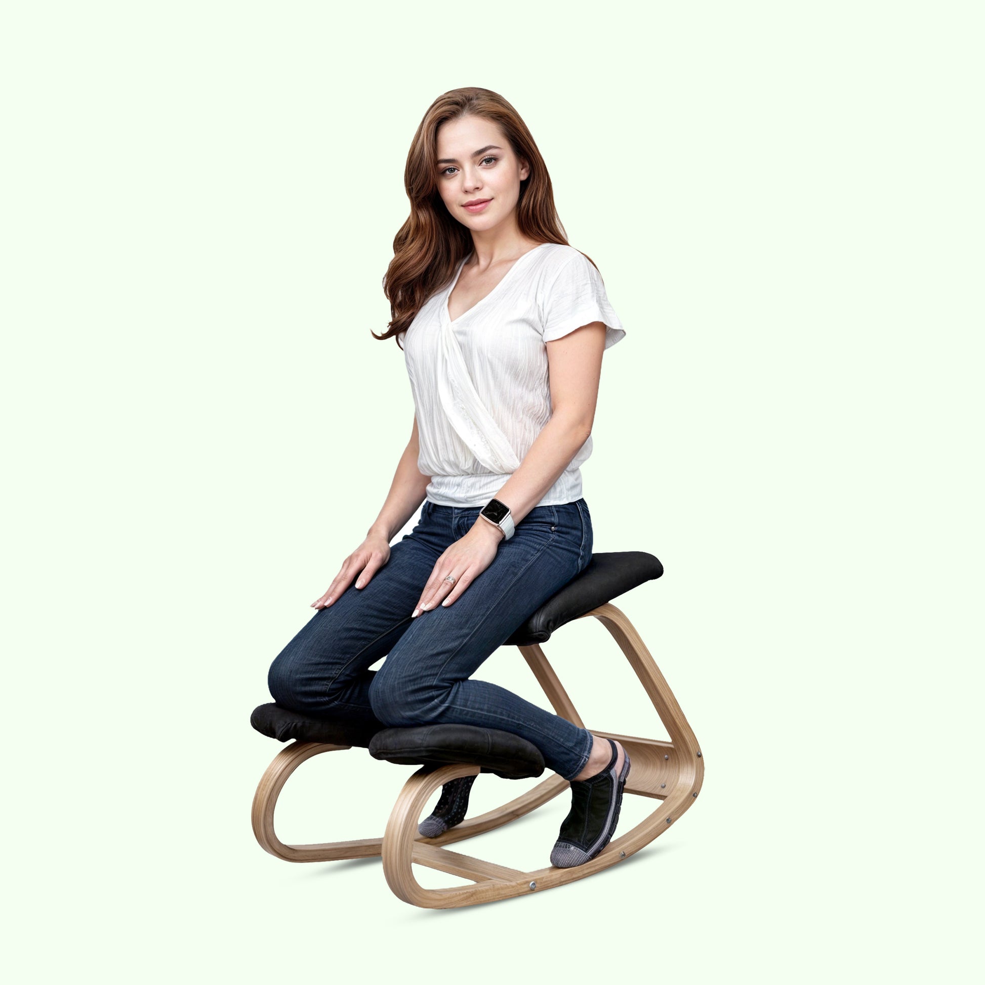 Ergonomic Kneeling Chair Wooden Rocking Office Kneeling Chair