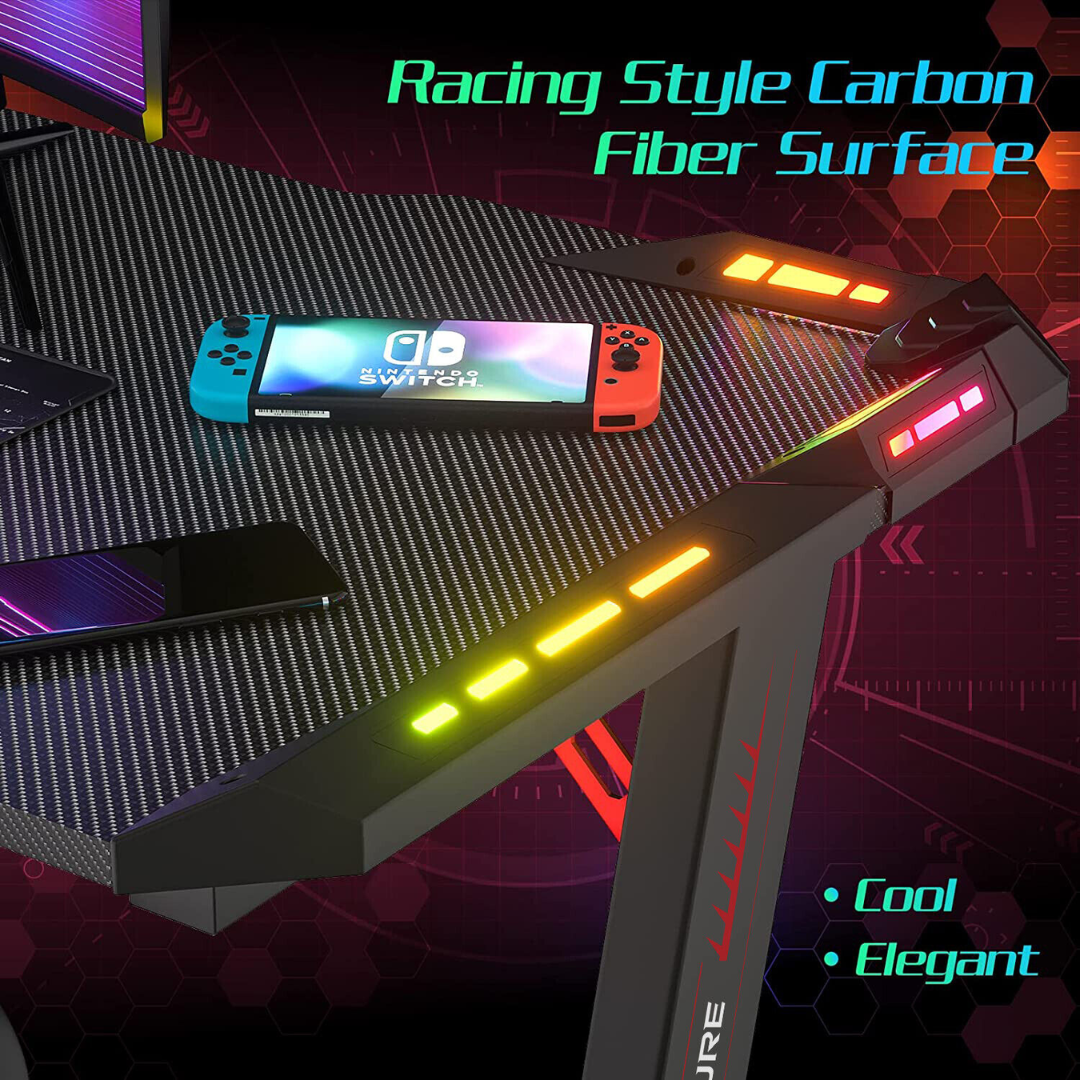 Gaming Desk - Scratch-resistant carbon fibre texture