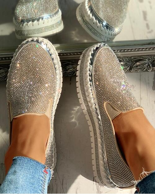 Women's Rhinestone Glitter Slip-on Shoes | Sparkling Embellishments ...
