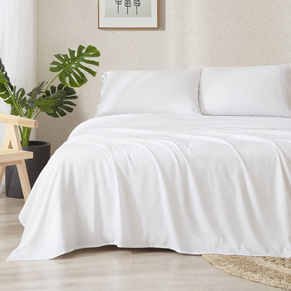 Bamboo Cooling Sheet Set - Matching 2 Pillowcase, Fitted & Flat Sheet Together