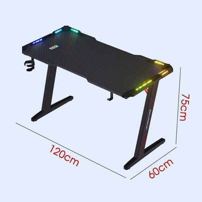 Gaming Desk - Scratch-resistant carbon fibre texture