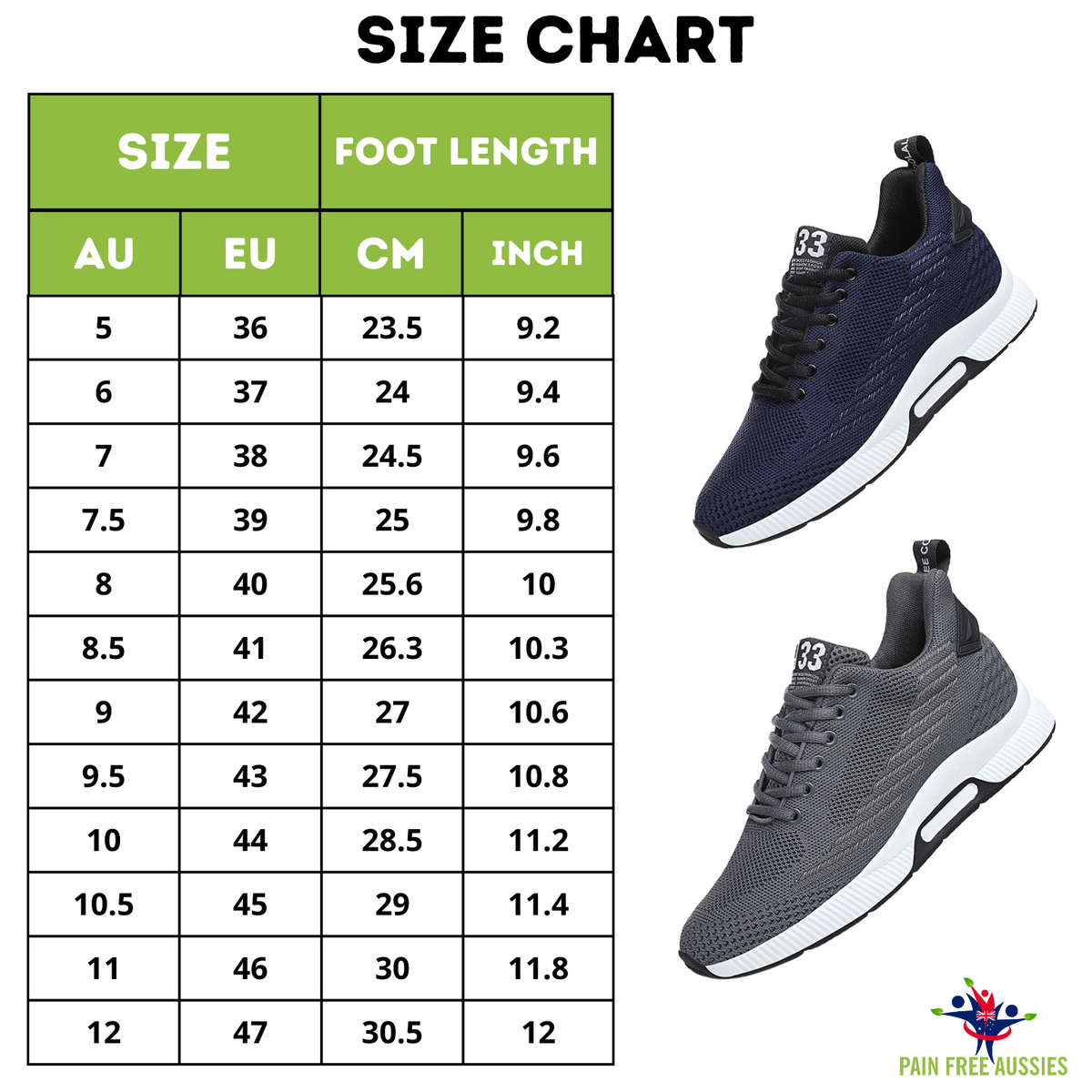 Height Boost Shoes - Increase Your Height By 6cm Size Guide