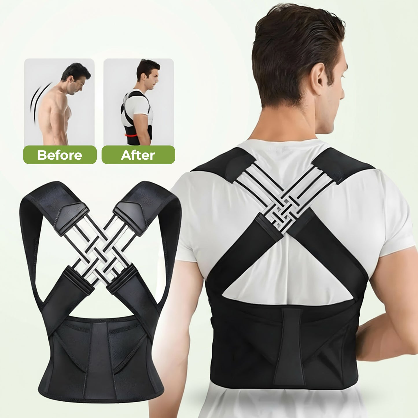 Adjustable Back Support Wearable Belt with FREE Massage Roller