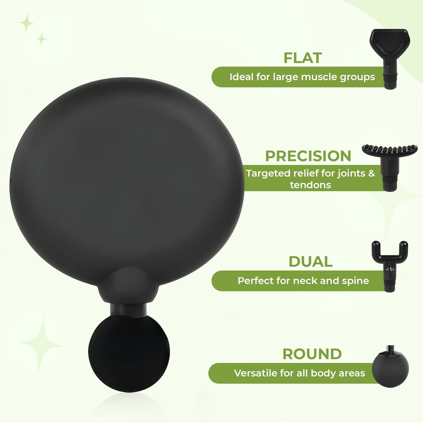 Portable Deep Tissue Massage Gun – Mini Quiet Percussion Massager with 4 Heads