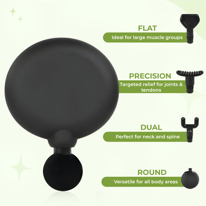 Portable Deep Tissue Massage Gun – Mini Quiet Percussion Massager with 4 Heads