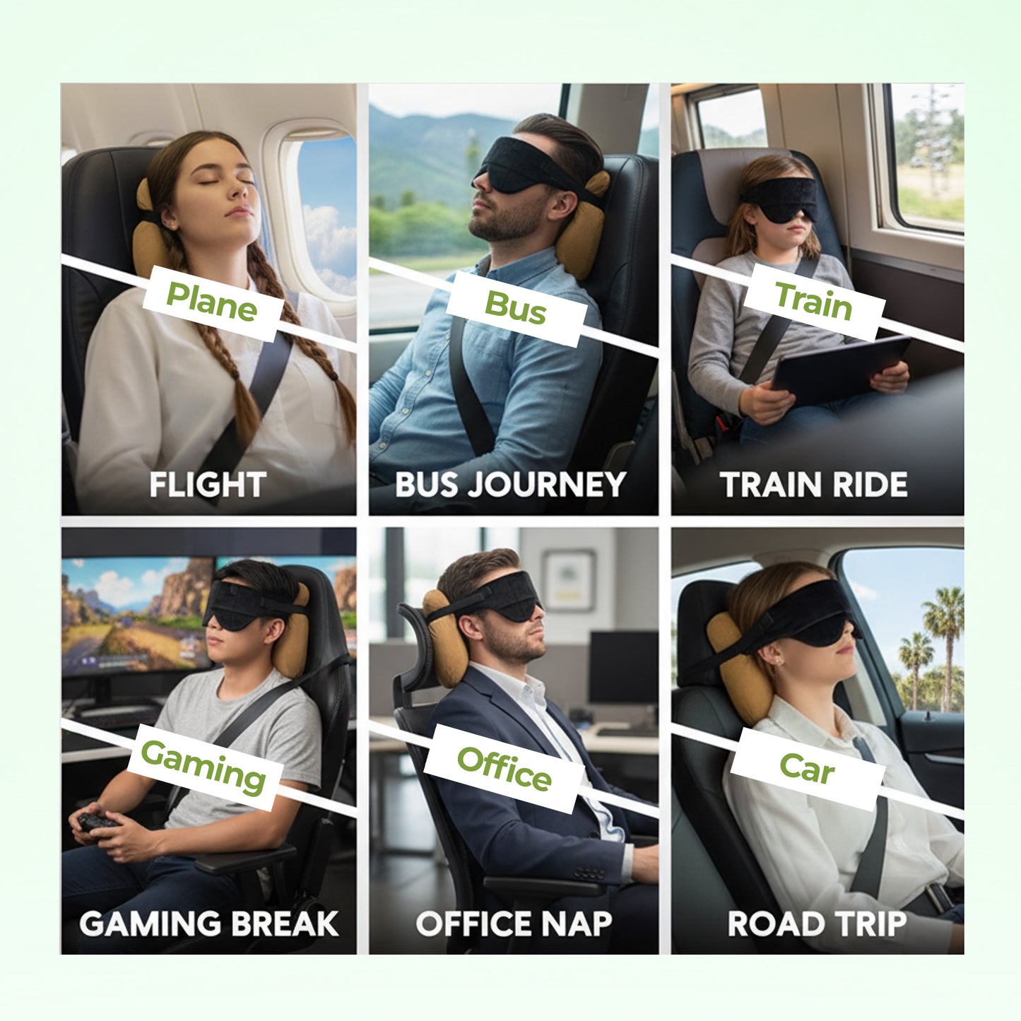 Easy Hold Travel Pillow – Neck Support with Sleeping Mask for Flights