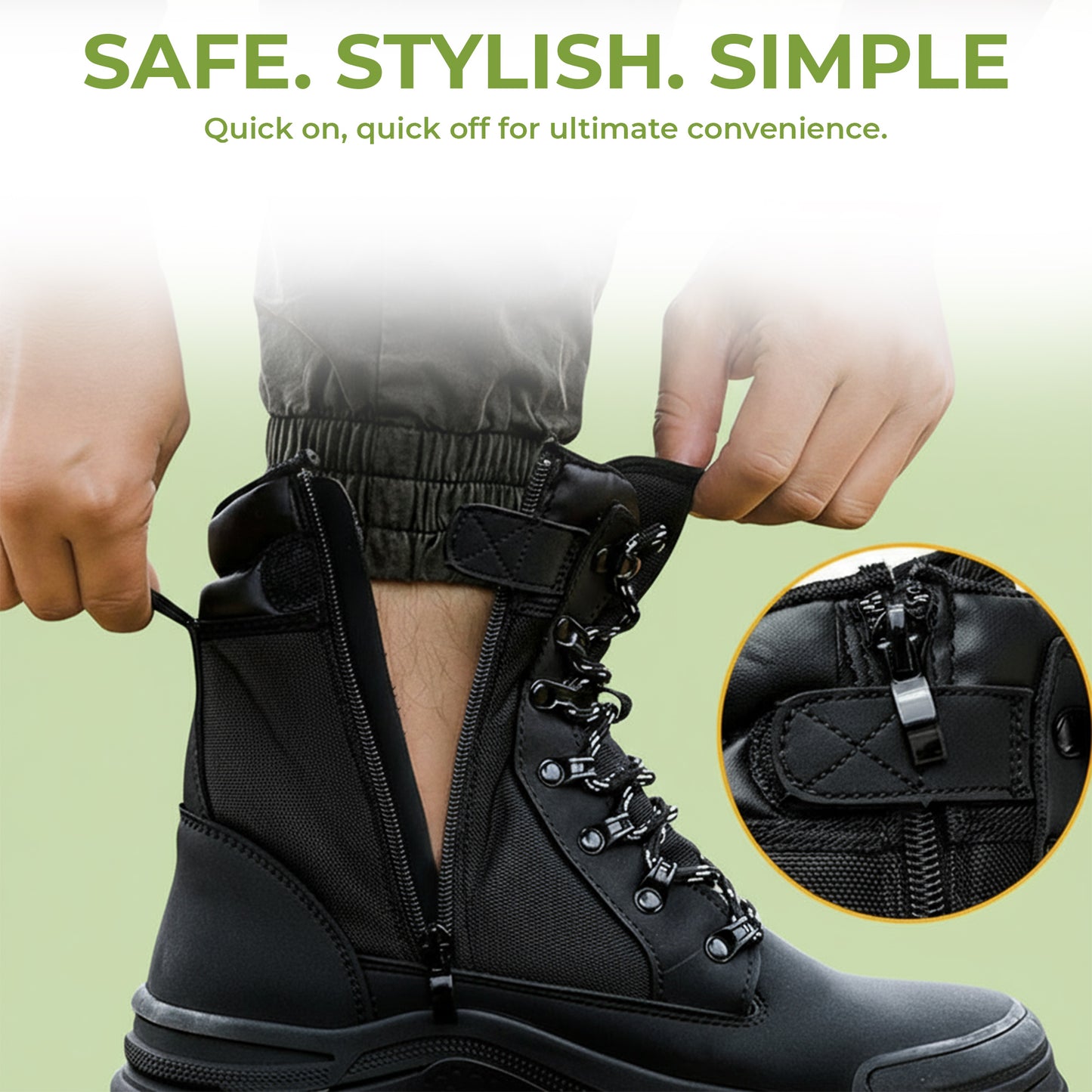 Zip Side Safety Work Boots – Durable Protection with Easy Access