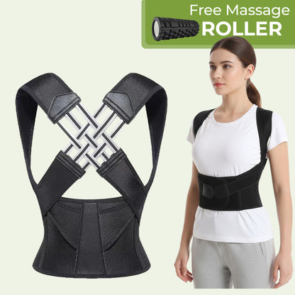 Adjustable Back Support Wearable Belt with FREE Massage Roller