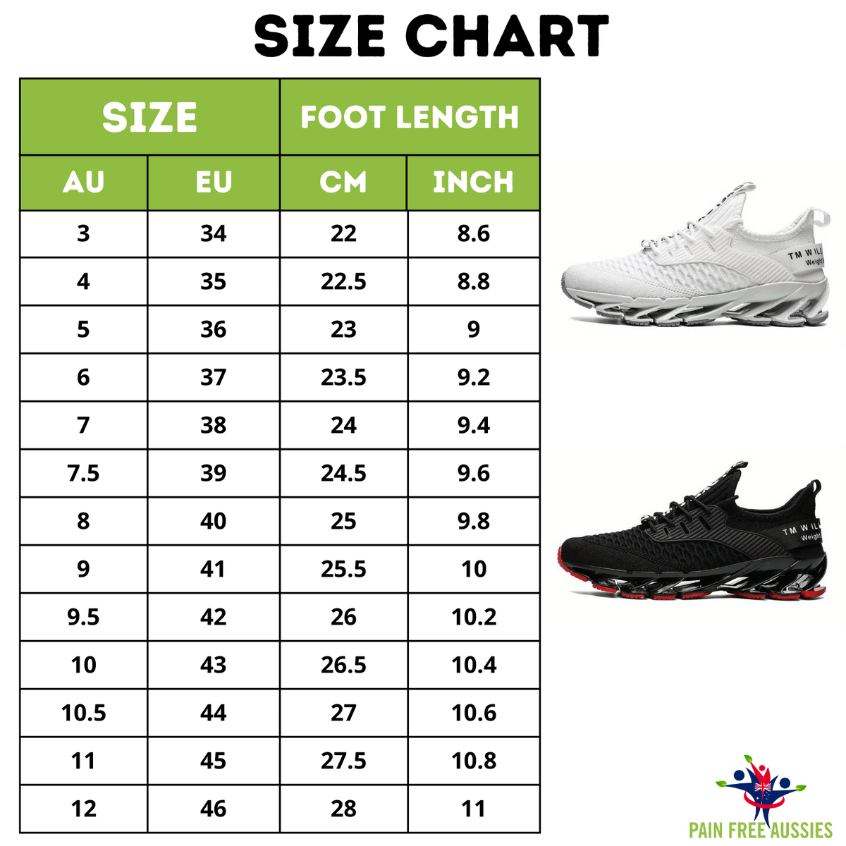 Men’s Athletic Running Shoes –  All-Day Comfort with Every Step Size Guide
