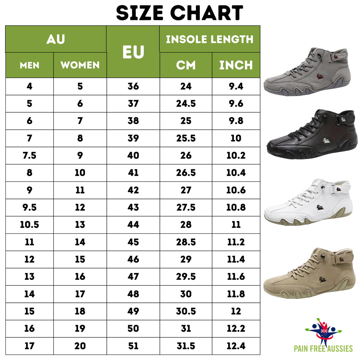 Unisex Lace-up Shoes - Barefoot & Breathable Design Size Guide