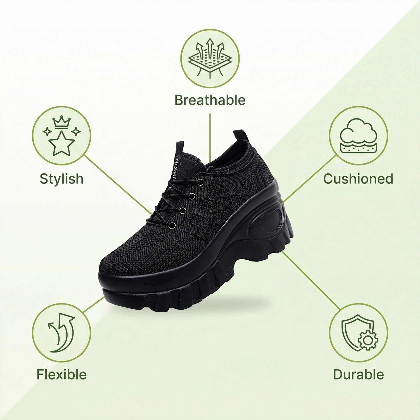 Nurse Comfort Shoes - Platform with  3-inch Height Boost