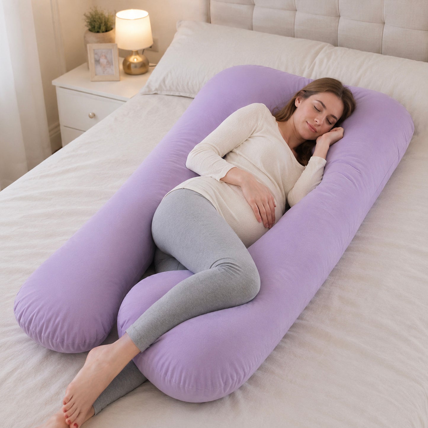 Pregnancy Pillow for Breastfeeding, Sleeping & Support for Back, Hips, Legs, Belly