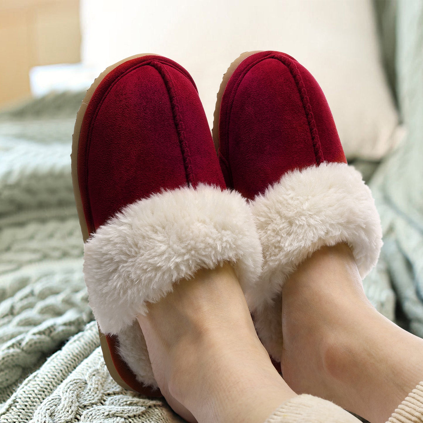 Comfy Wool Slippers - Suede upper adds style and durability