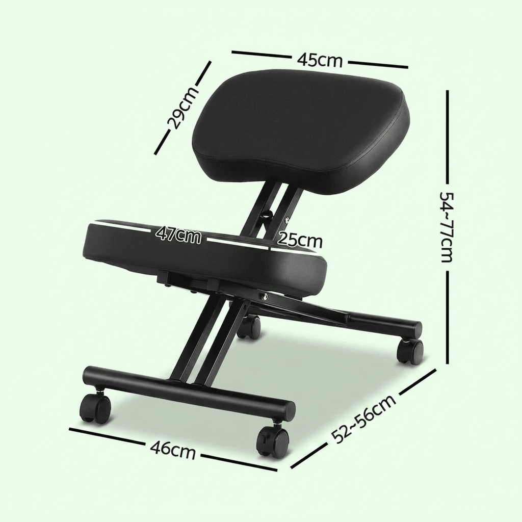Kneeling Office Chair with Back Support - Stool with Smooth Casters