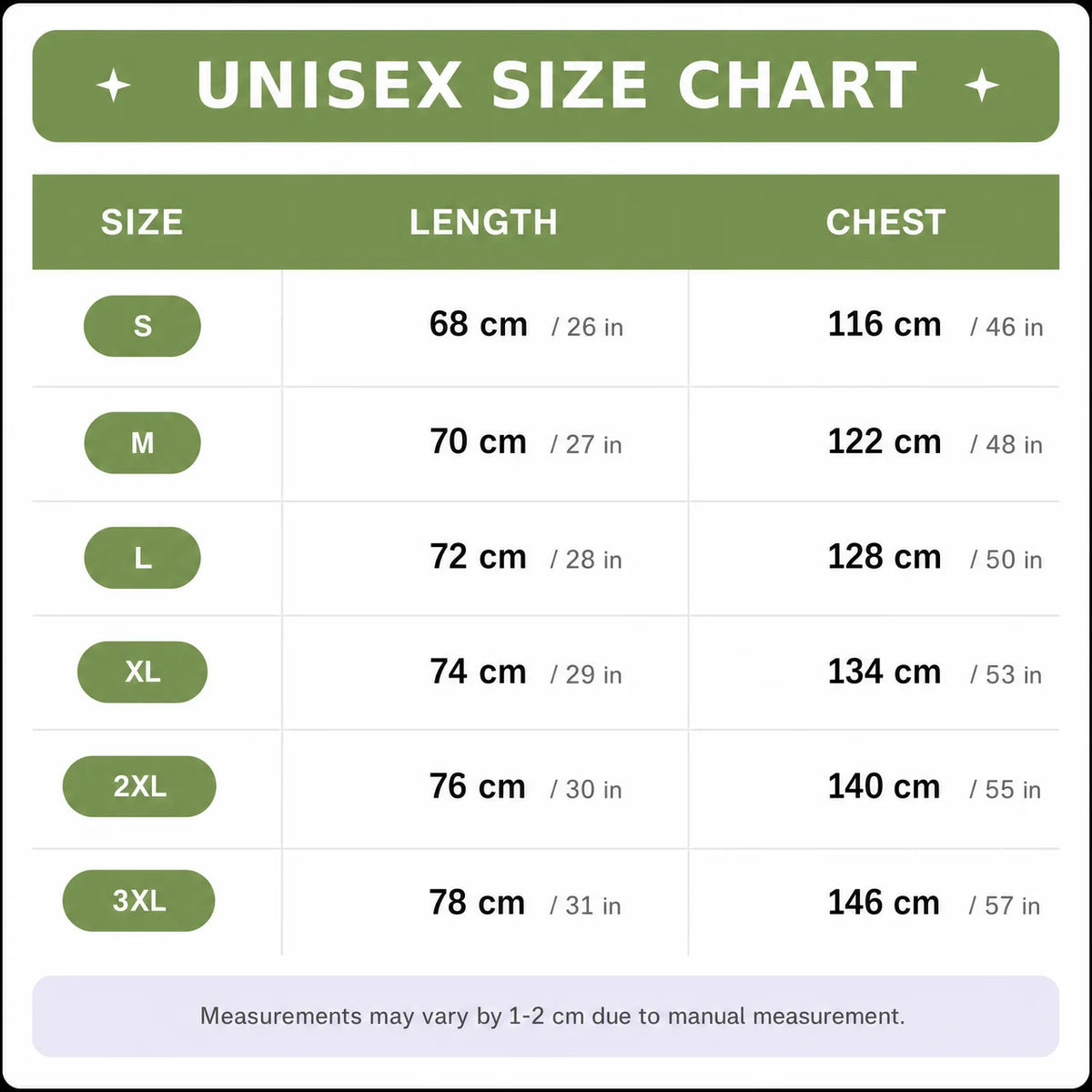 Dear Person Behind Me (You are enough) T-Shirt Size Guide
