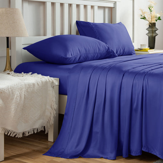 BAMBOO BREATHABLE SHEET SET - Matching 2 Pillowcase, Fitted & Flat Sheet Together