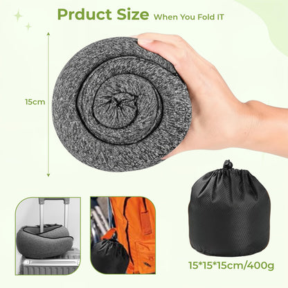Upgraded Hooded Travel Neck Pillow – Memory Foam Pillow for Long Flights & Sleeping