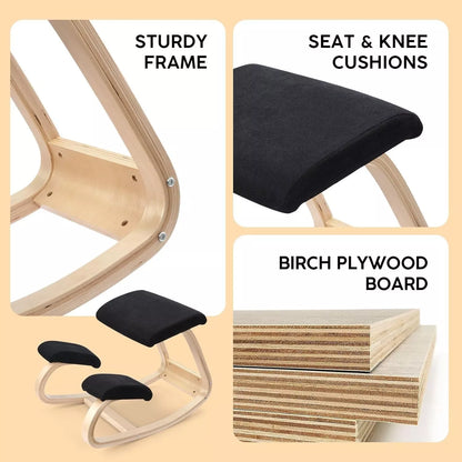 Ergonomic Wooden Kneeling Chair - Ergonomic Rocker Stool for Home and Office