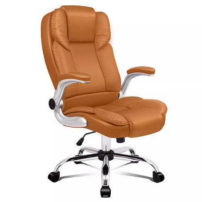 Retractable Leather Office Chair - Easy mobility with 360° swivel