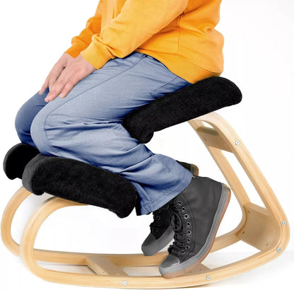 Ergonomic Wooden Kneeling Chair - Ergonomic Rocker Stool for Home and Office