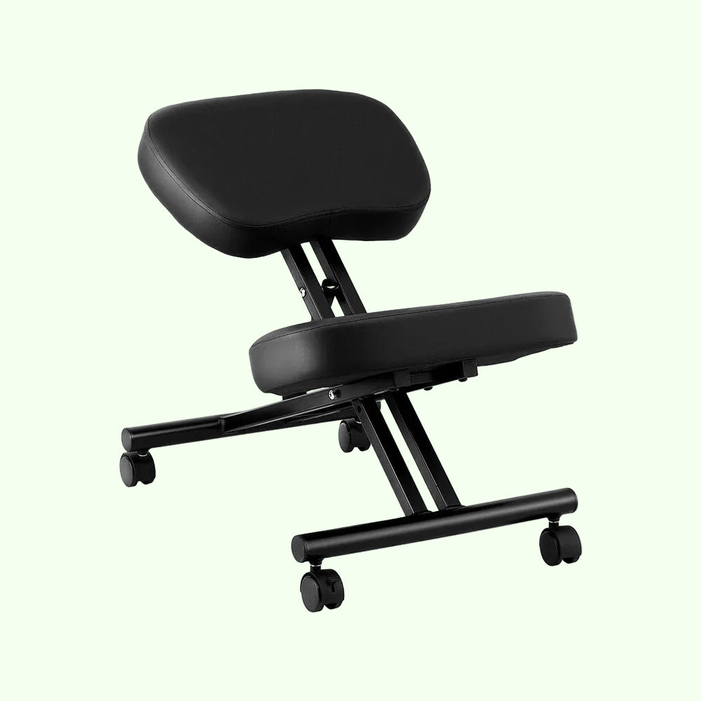 Kneeling Office Chair with Back Support - Stool with Smooth Casters