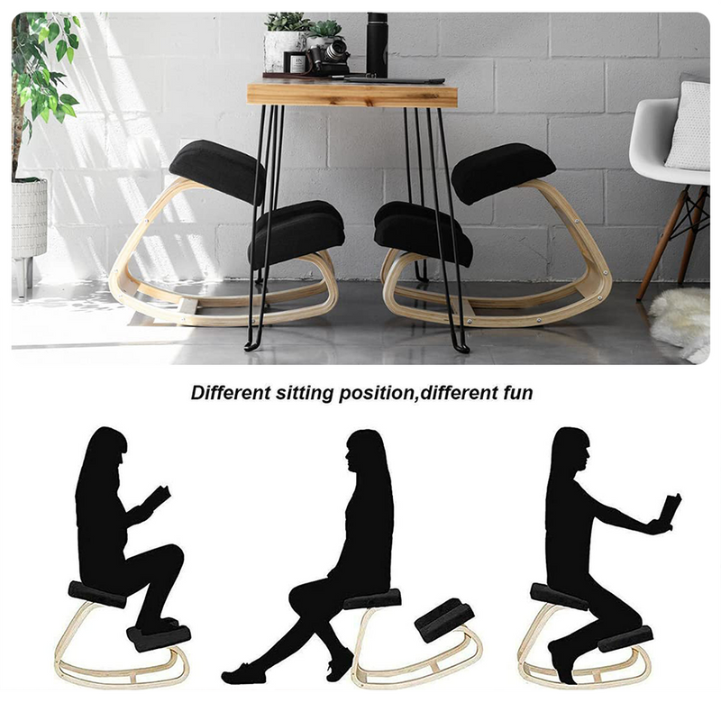 Ergonomic Wooden Kneeling Chair - Ergonomic Rocker Stool for Home and Office