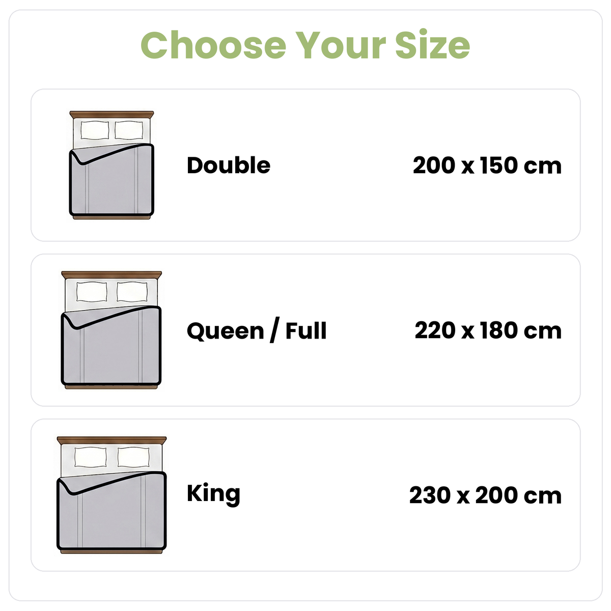 Ice Cooling Calming Blanket Size Guide