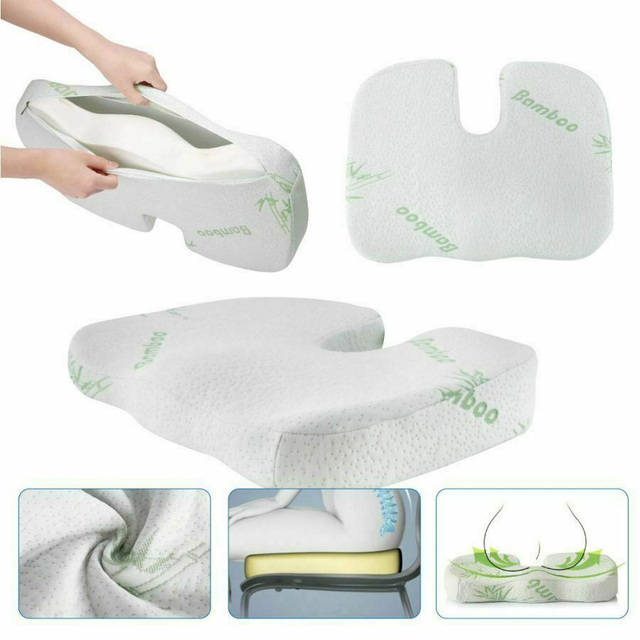 Back & Seat Cushion - Lower Back Cushion Support for Office Chair, Home, Car & Memory Foam Pillow Washable Cover