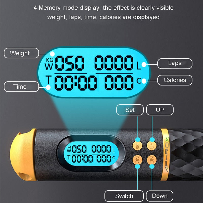 Jump Shape Rope - Adjustable Digital Counting Jump Rope and Vibration Reminder for Fitness, Exercise, Workout, Gym