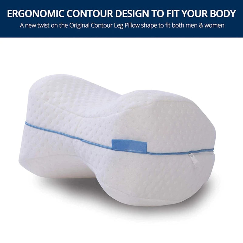 Knee Pillow Memory Foam - MEMORY FOAM - FOR BACK DISCOMFORT, SIDE SLEEPERS & PREGNANCY